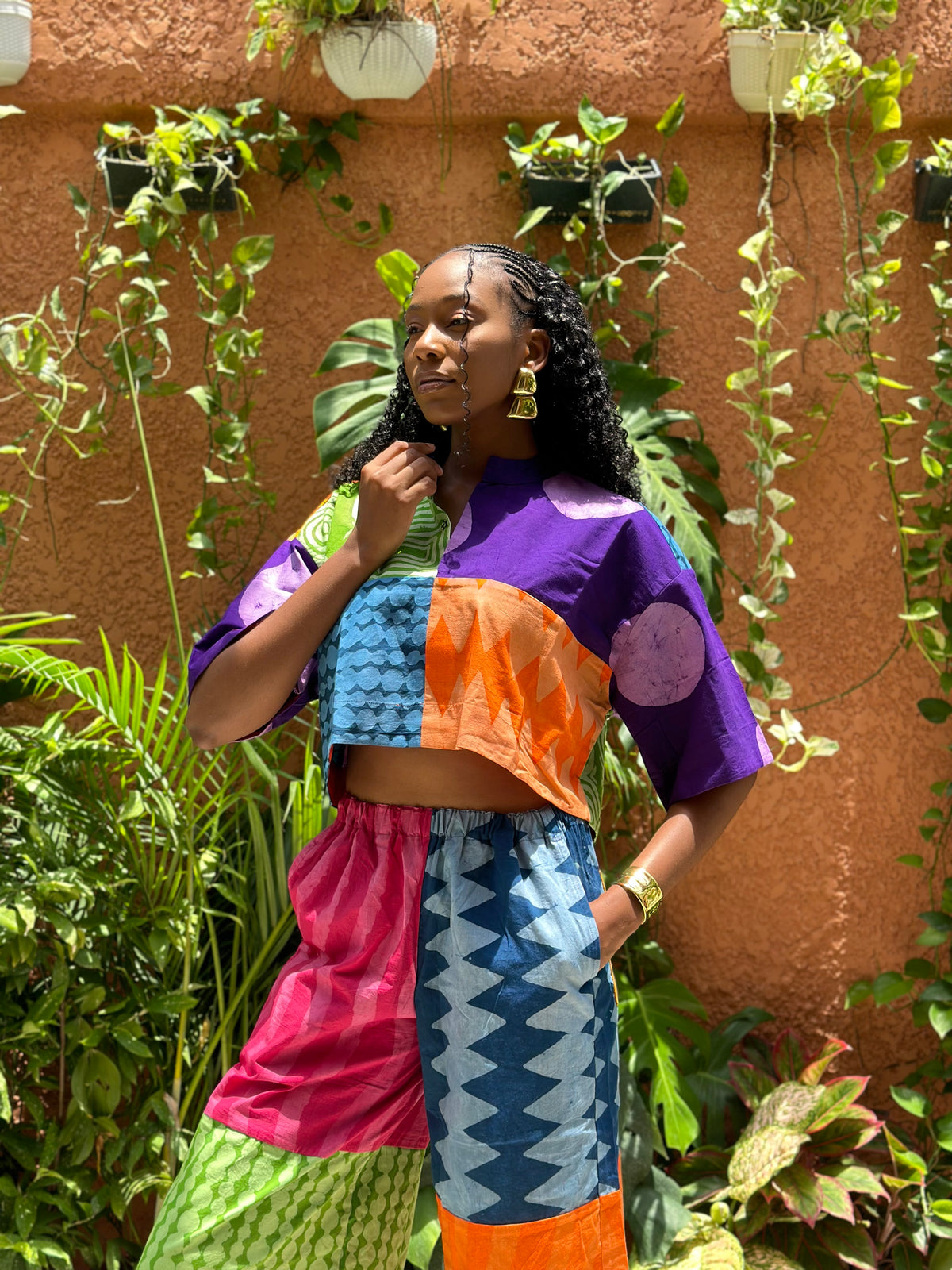 Multicolor Crop Shirt