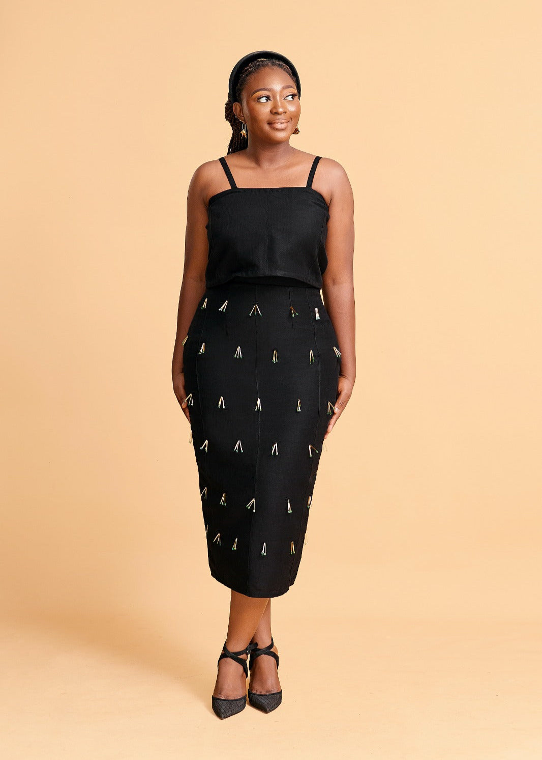 Toni midi Aso-oke skirt