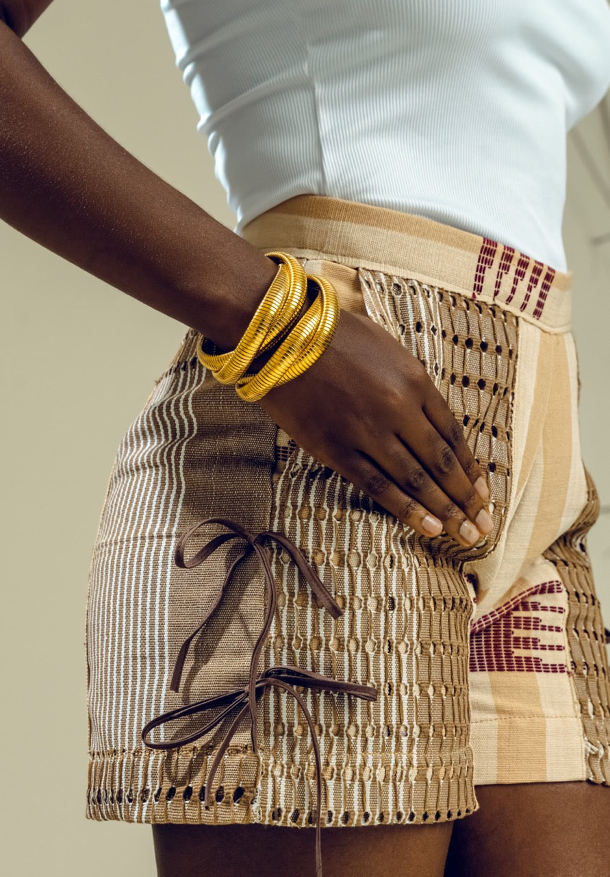 Mixed Aso Oke Onjawu Short