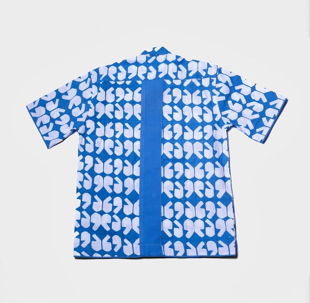 69 LIGHT BLUE AND WHITE SHORT SLEEVE SHIRT WITH EMBROIDERY POCKET