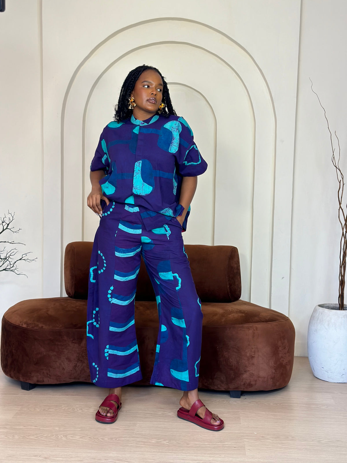seagreen, teal and purple multiprint shirt