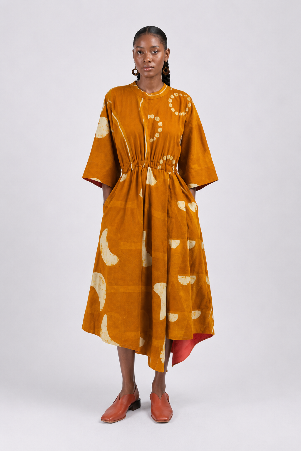 white and golden yellow midi iro dress