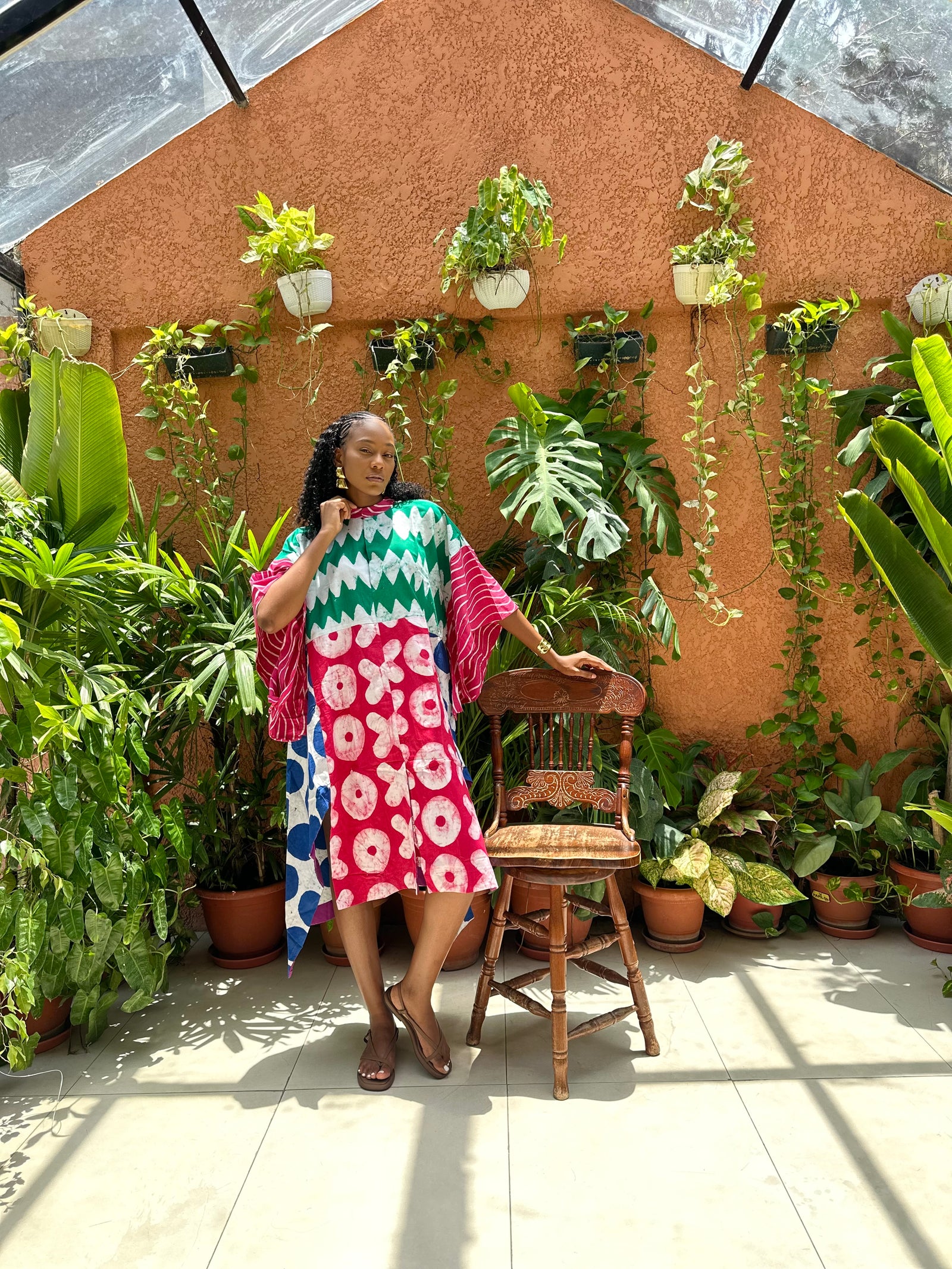 bright multicolour shirt dress 