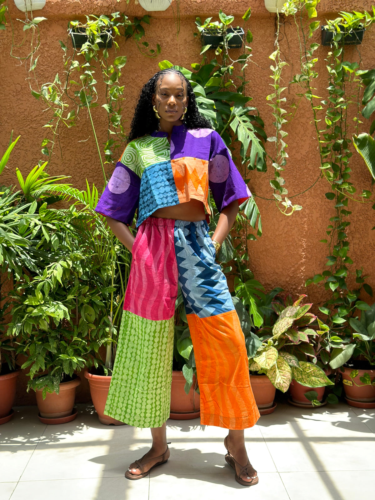 Multicolor Crop Shirt