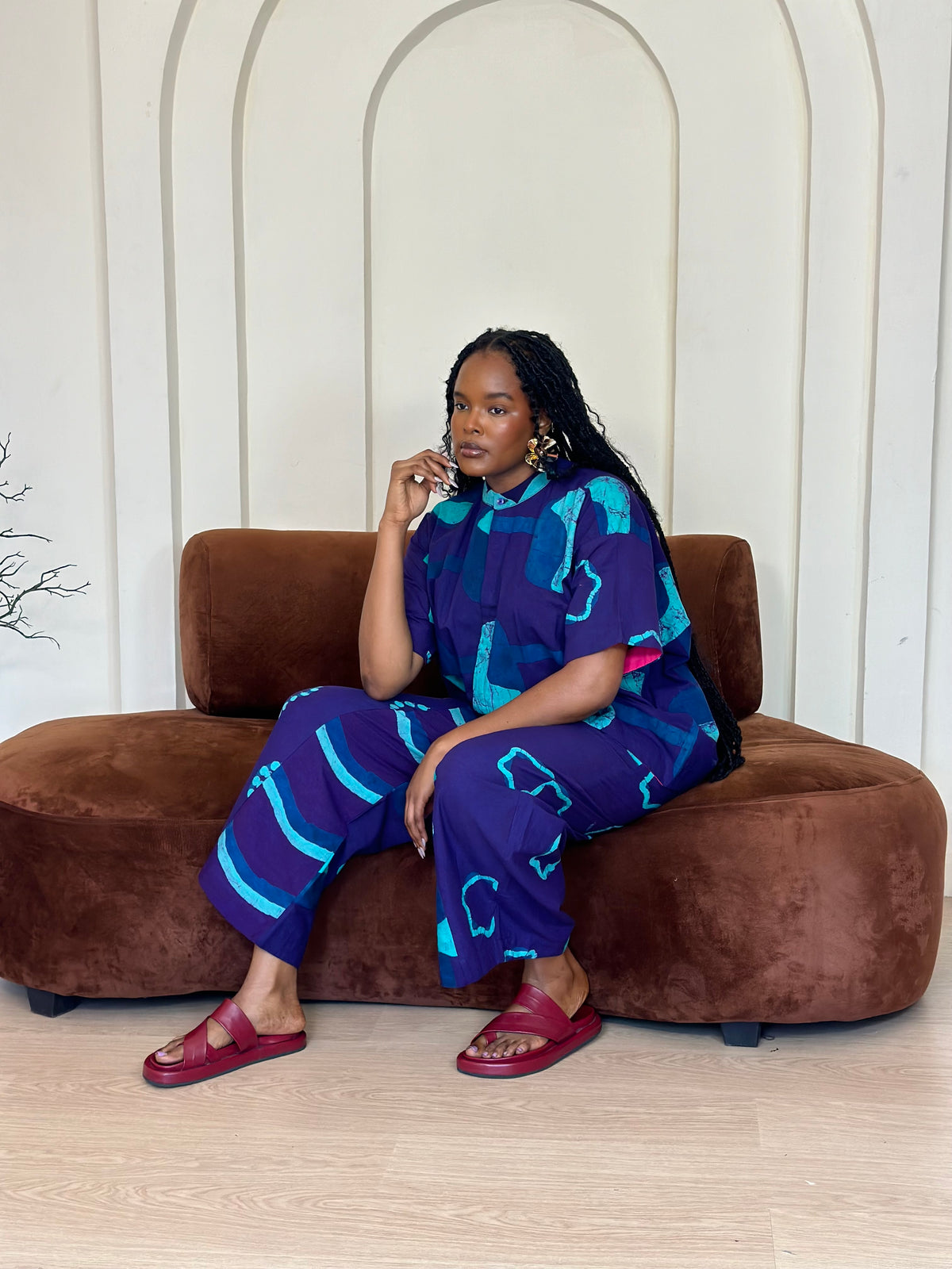 seagreen, teal and purple multiprint shirt