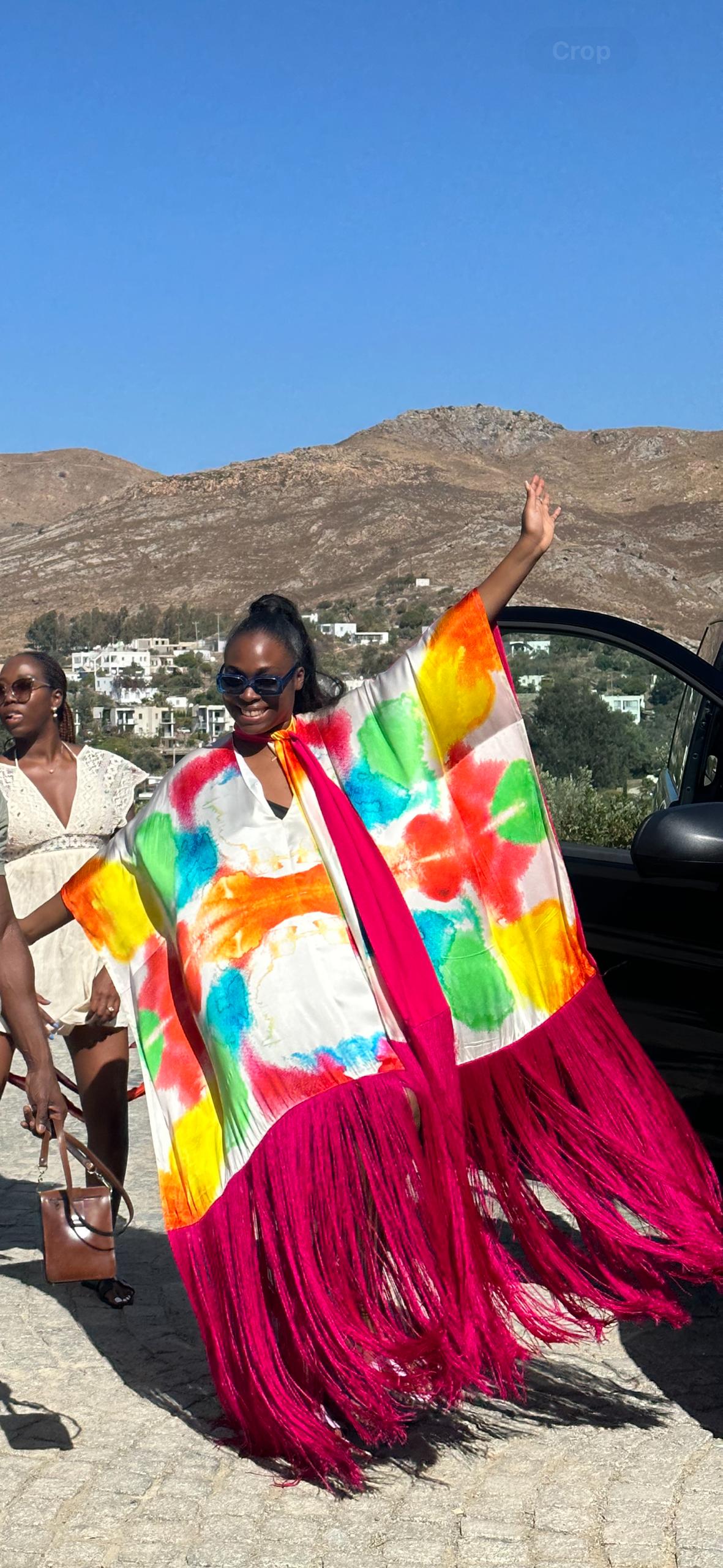 THE MULTI-PRINT FRINGE KAFTAN