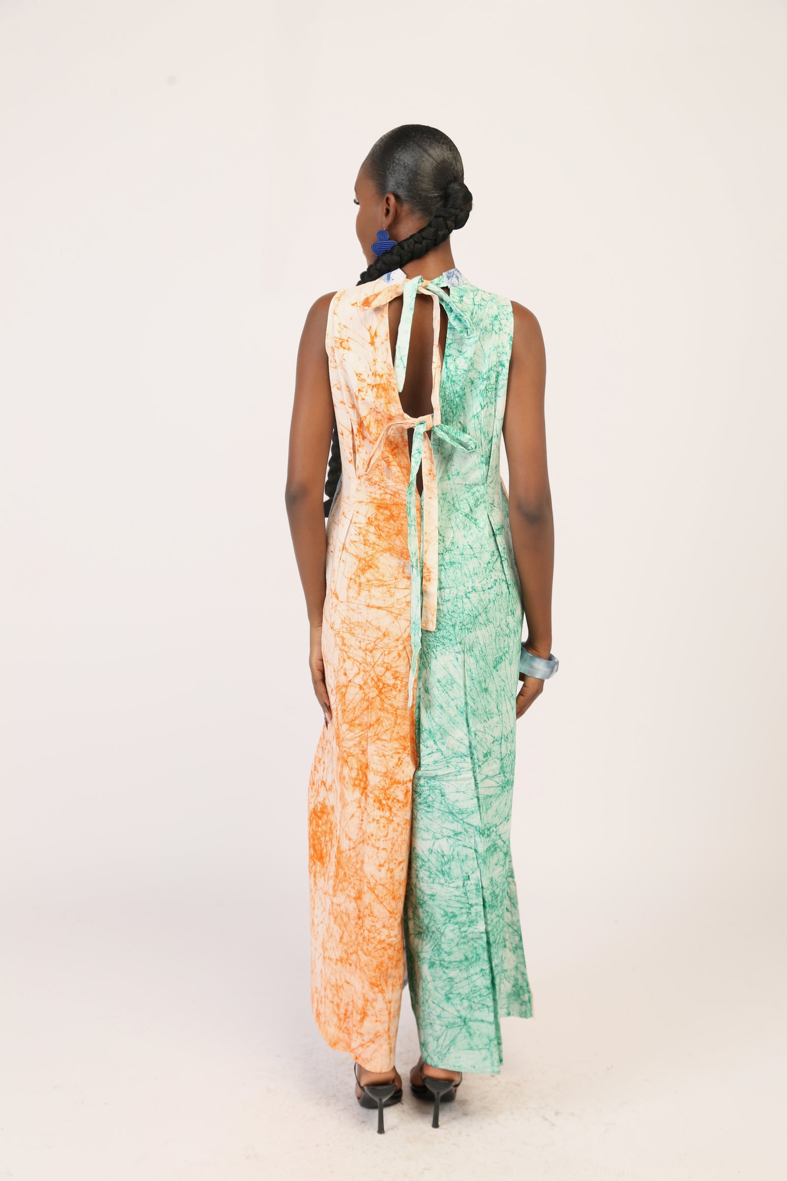green crackle multicolour jumnpsuit
