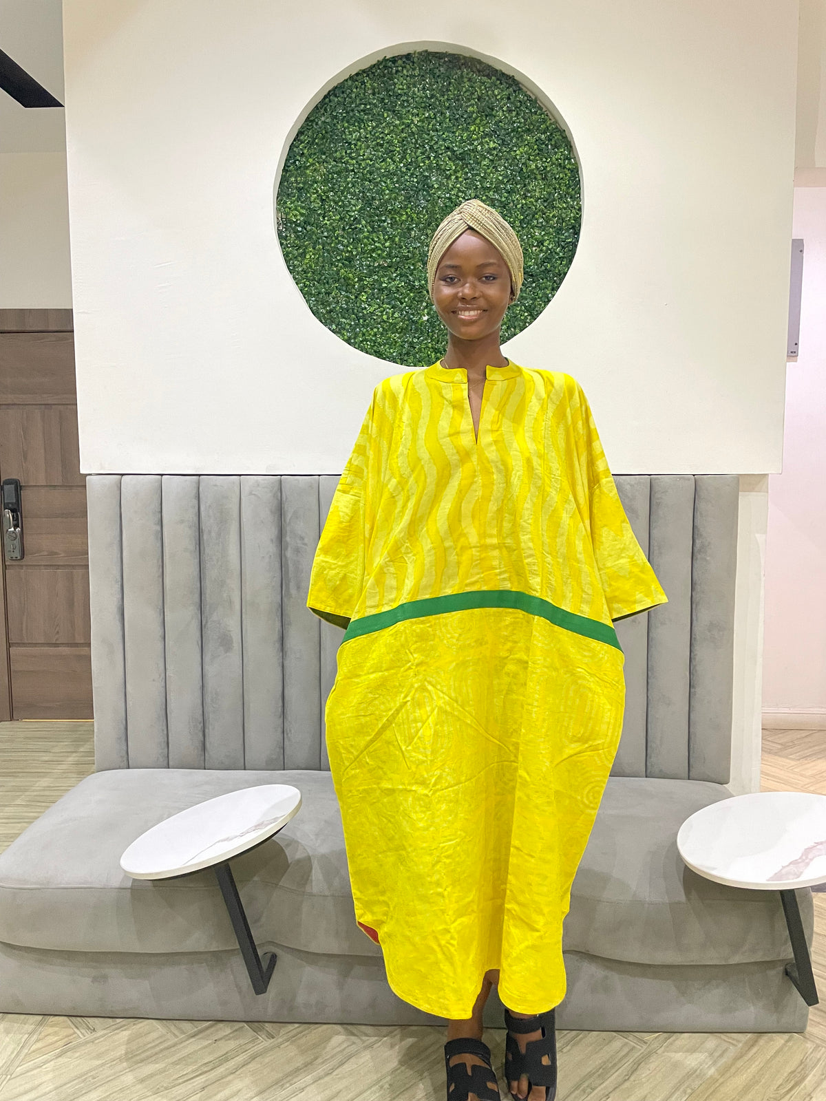 yellow multiprint kaftan