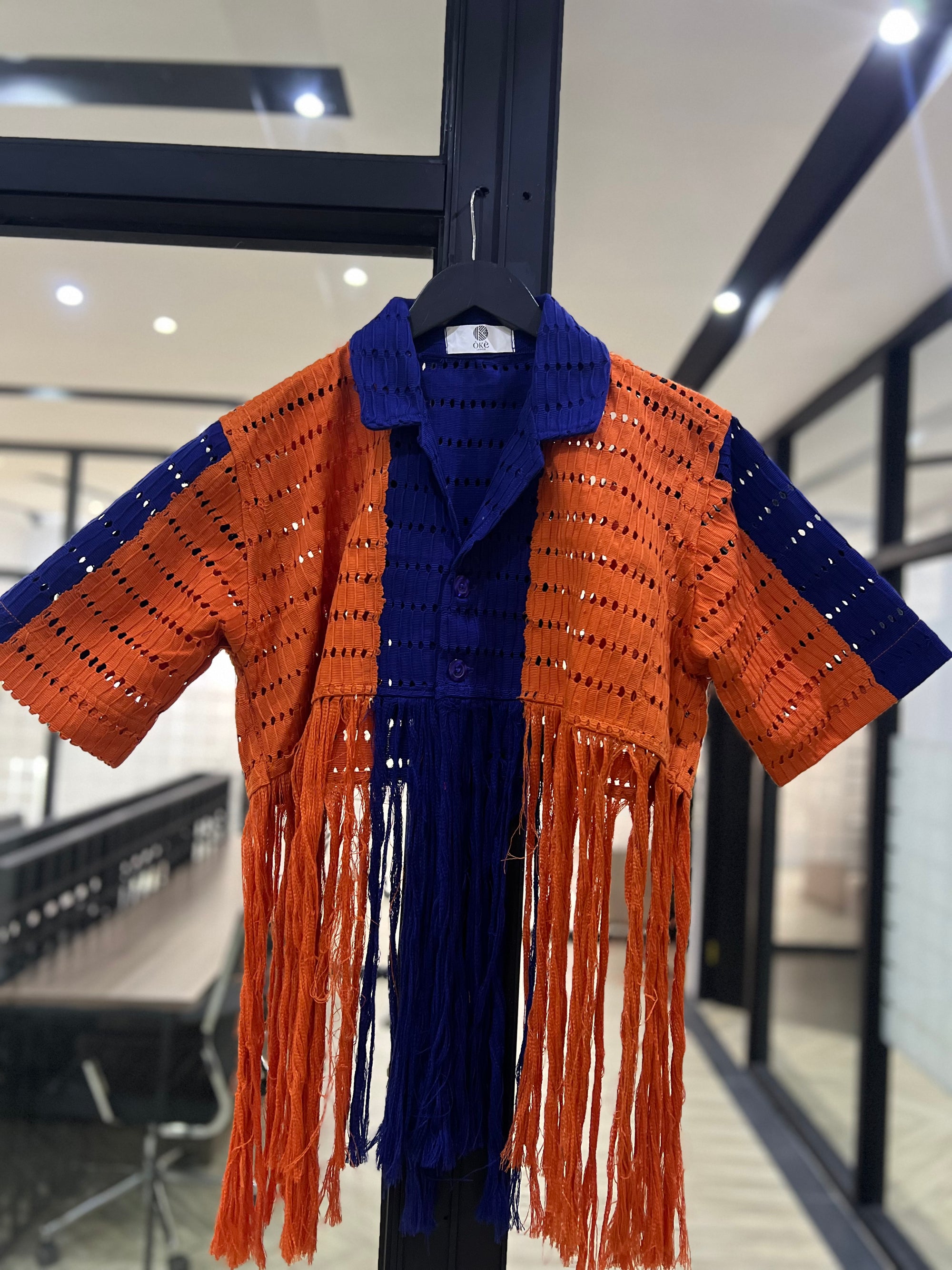 ADESEWA ÒKÈ DOUBLE STRIP DESERT CROP TOP WITH FRINGES