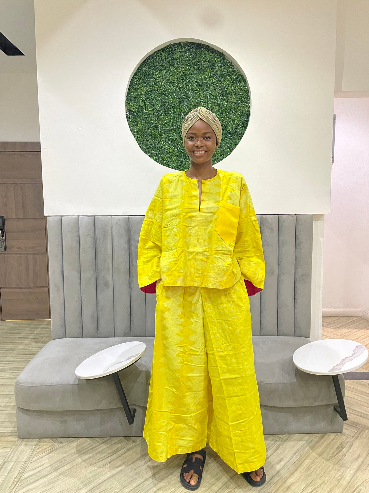 yellow multiprint culottes