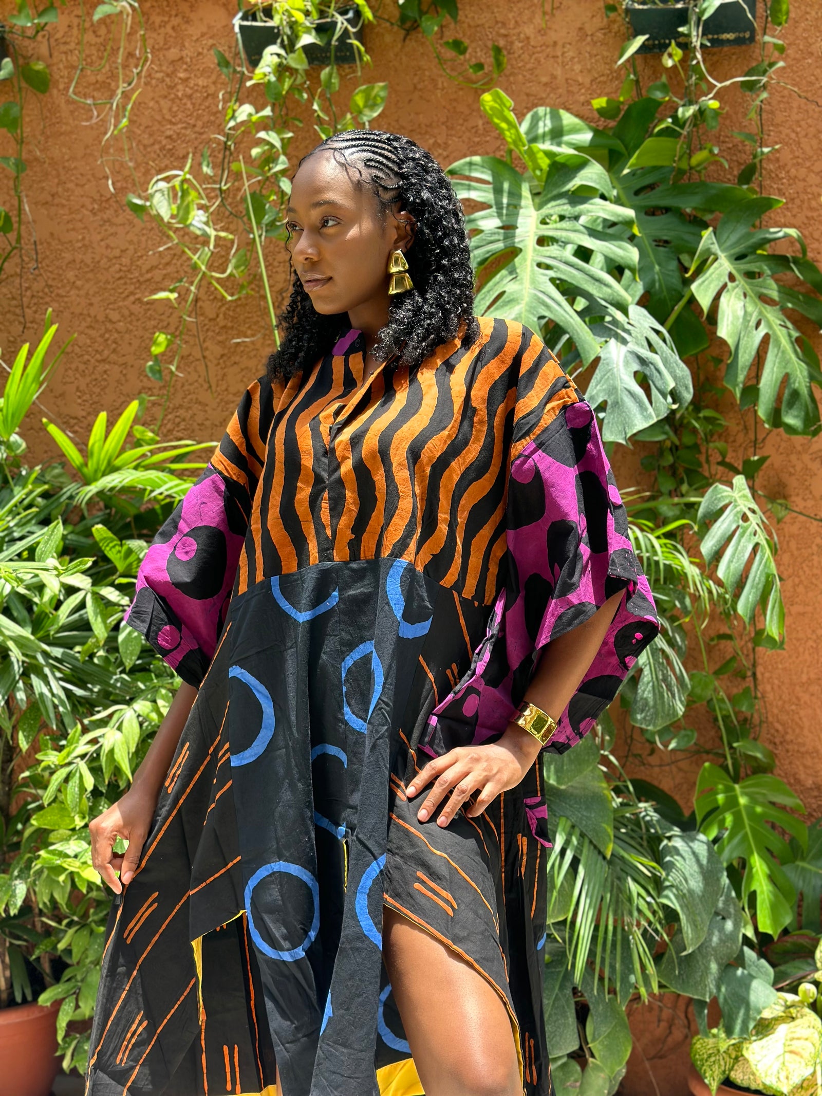 dark multicolour shirt dress 