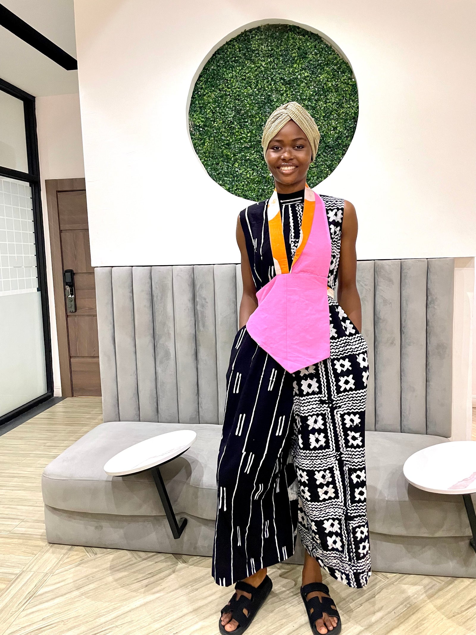 black and white xo multiprint jumpsuit