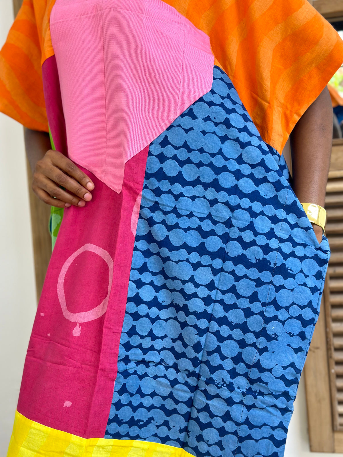 multicolour midi agbada with lilac asooke collar 