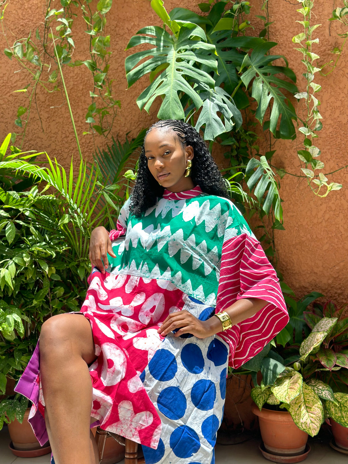 bright multicolour shirt dress 