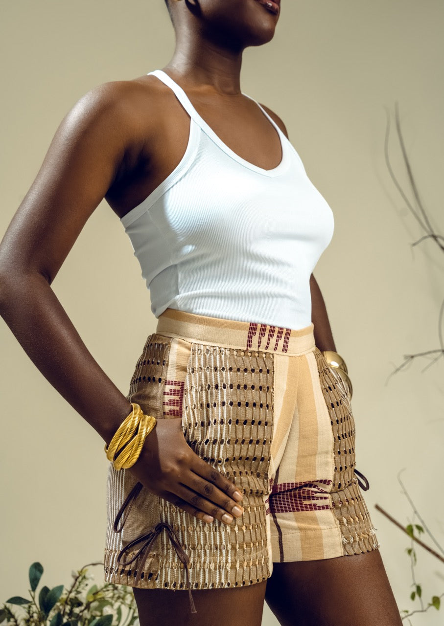 Mixed Aso Oke Onjawu Short