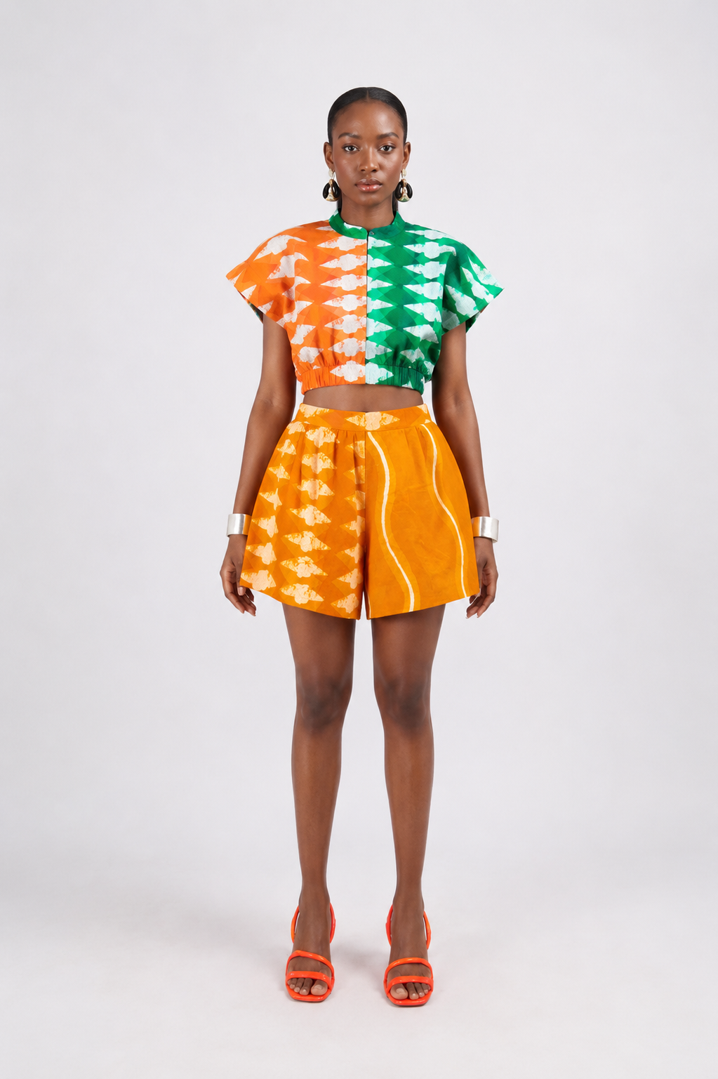 multiprint wide leg  shorts