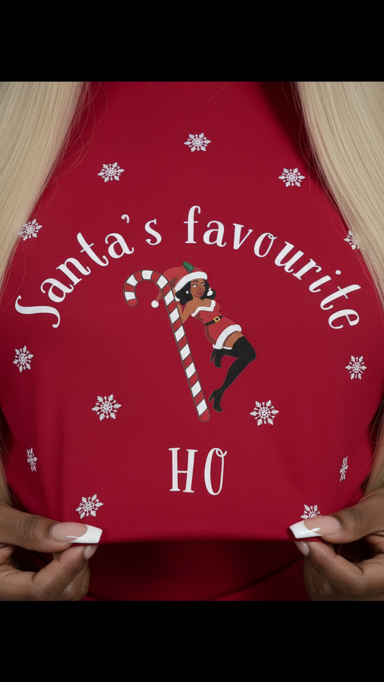 Oversized T-shirt - “Santa's Favourite Ho” (Red)