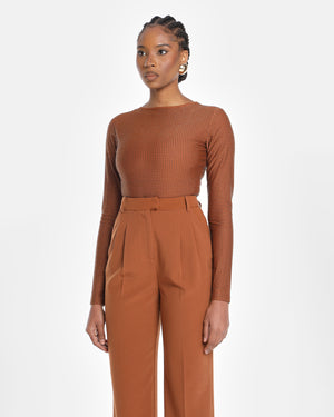 GINA CRYSTAL BODYSUIT in Cocoa