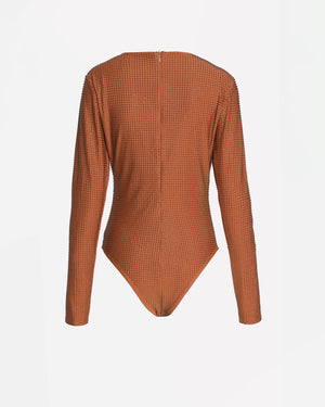 GINA CRYSTAL BODYSUIT in Cocoa