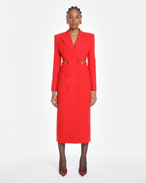 IMANE SCALLOP CUT OUT DRESS in Red