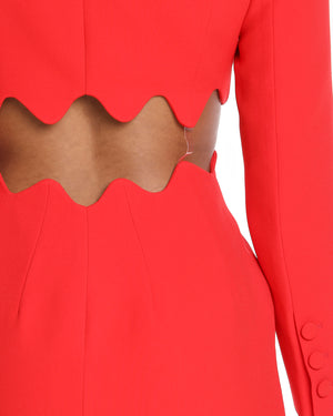 IMANE SCALLOP CUT OUT DRESS in Red