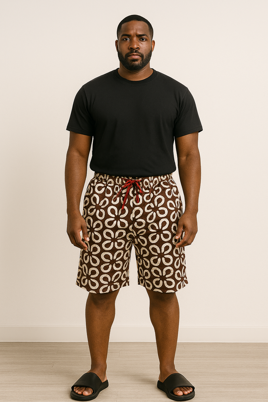 OBI SARO DARK BROWN AND WHITE SHORTS