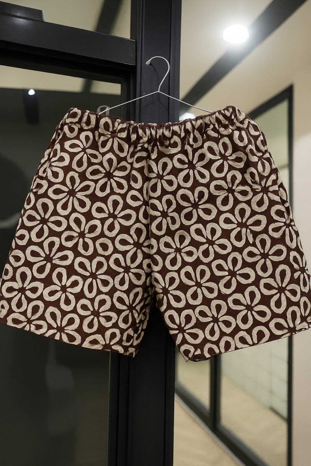 OBI SARO DARK BROWN AND WHITE SHORTS