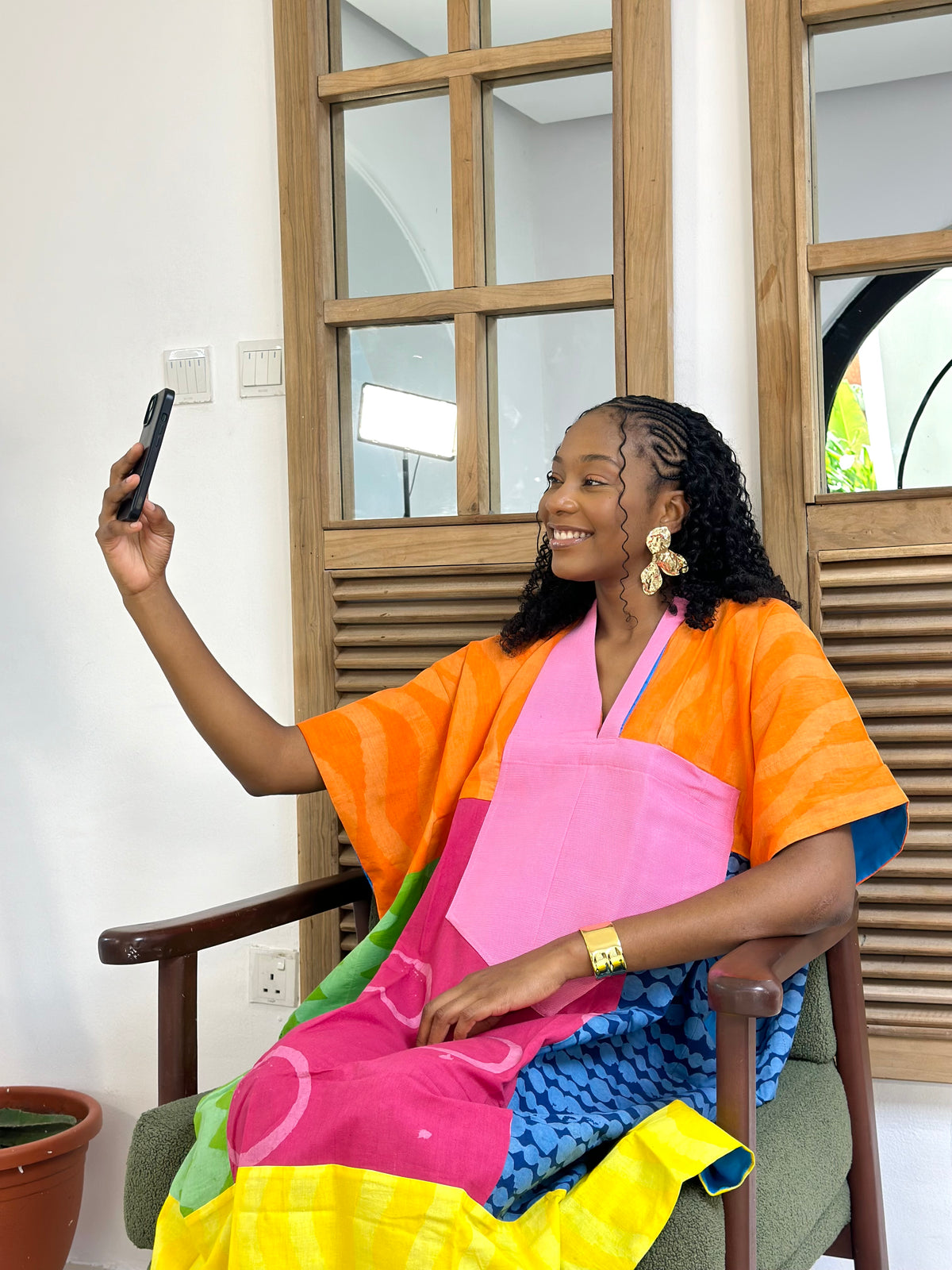 multicolour midi agbada with lilac asooke collar 