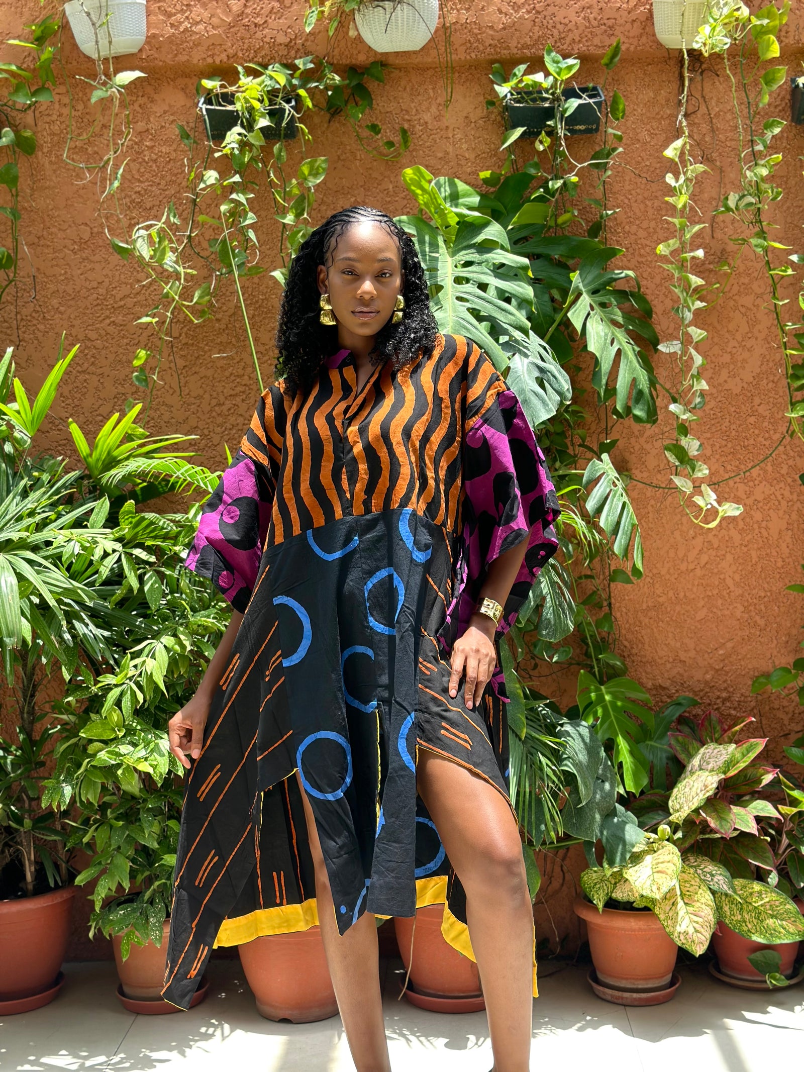 dark multicolour shirt dress 