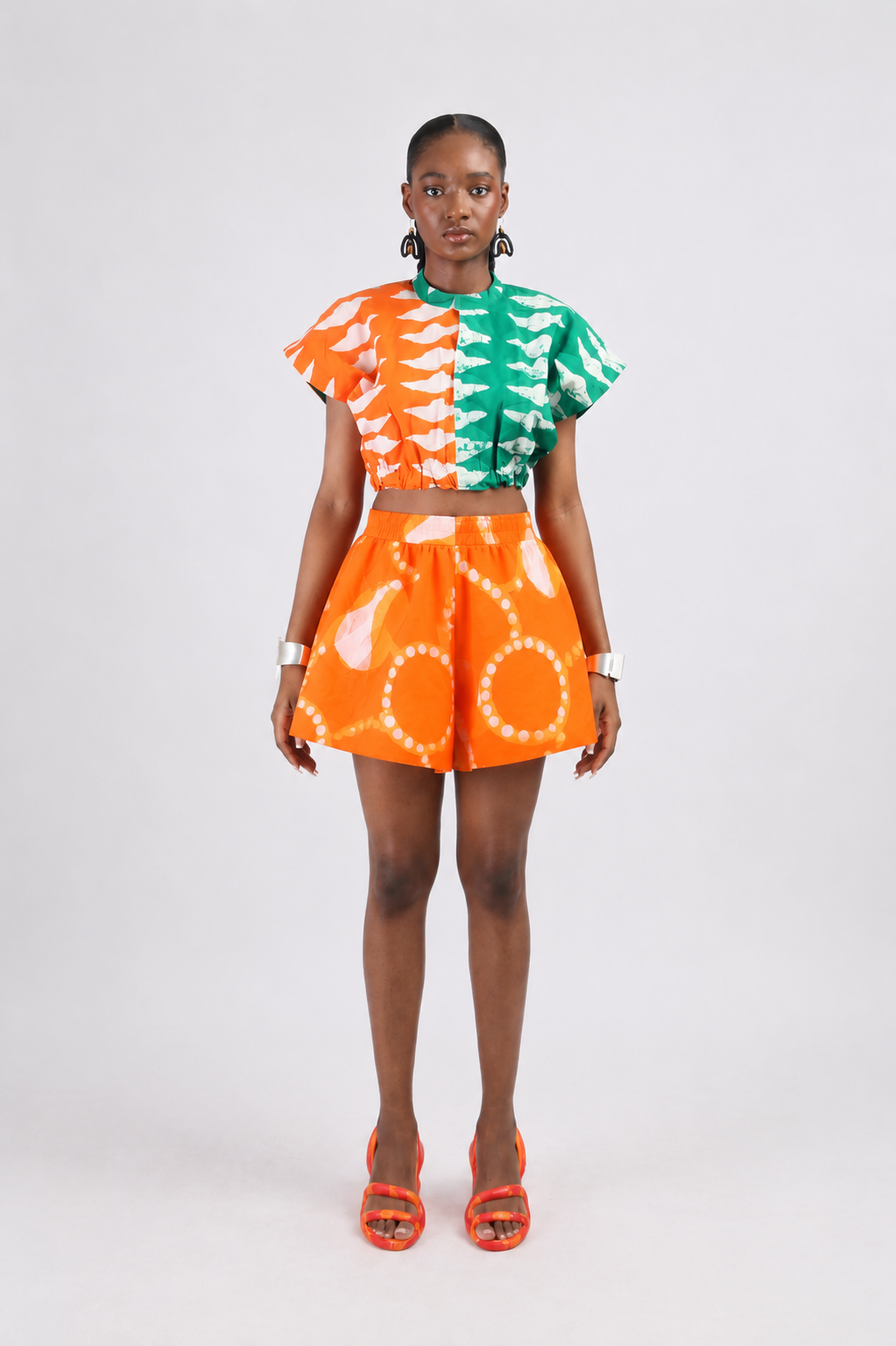multiprint wide leg  shorts
