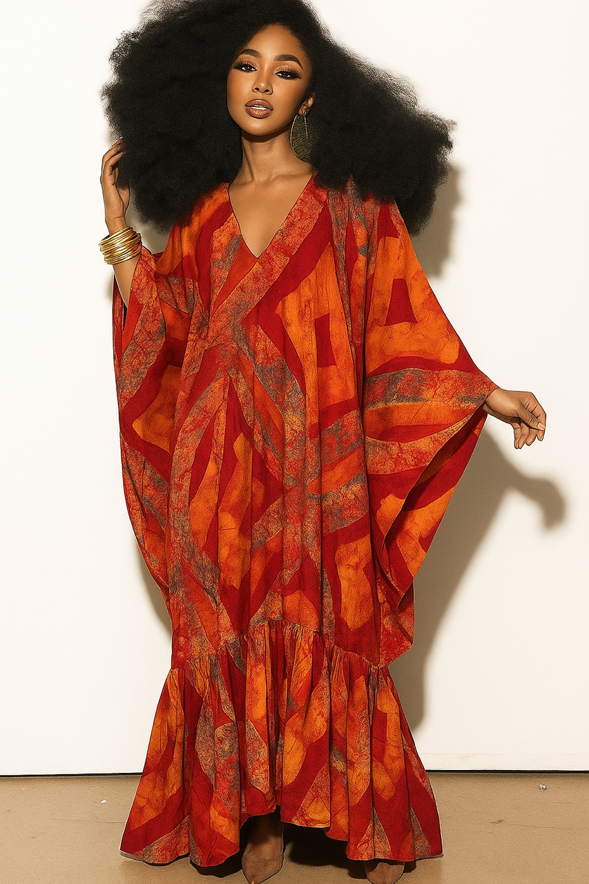 ARA TIERED KAFTAN BLACK PRINT VARIATIONS