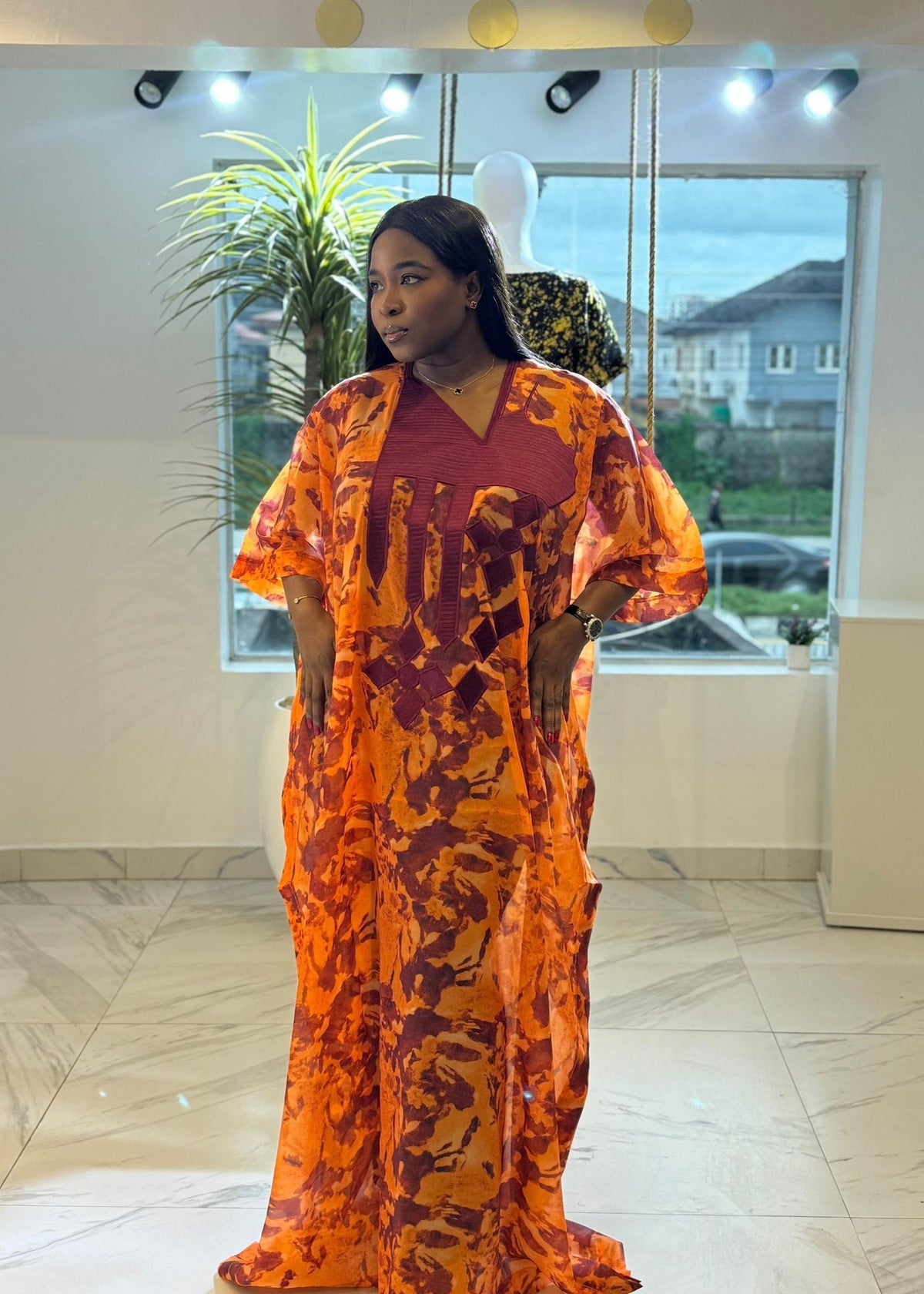ORGANZA KAFTAN WITH EMBROIDERY
