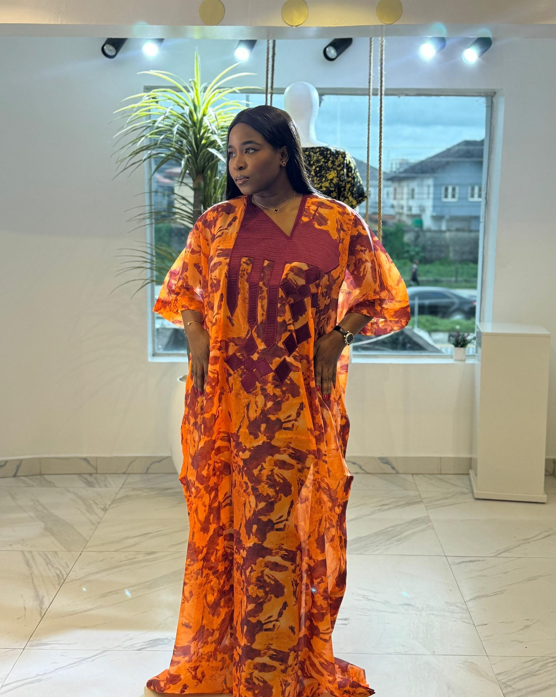 ORGANZA KAFTAN WITH EMBROIDERY