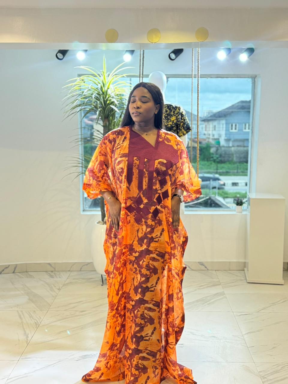 ORGANZA KAFTAN WITH EMBROIDERY