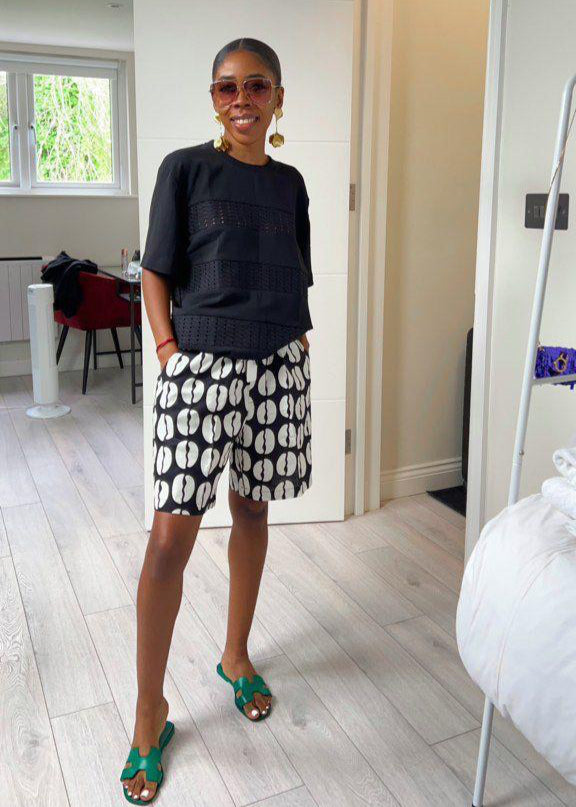 COWRY PRINT COTTON SHORTS