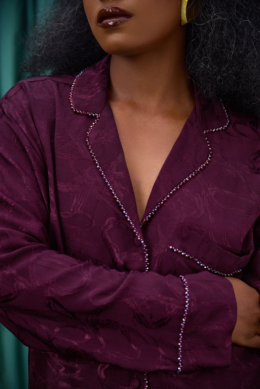 LUMI CRYSTAL-EMBELLISHED PJ SET