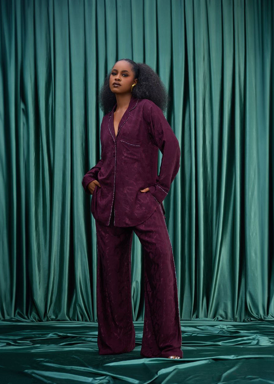 LUMI CRYSTAL-EMBELLISHED PJ SET