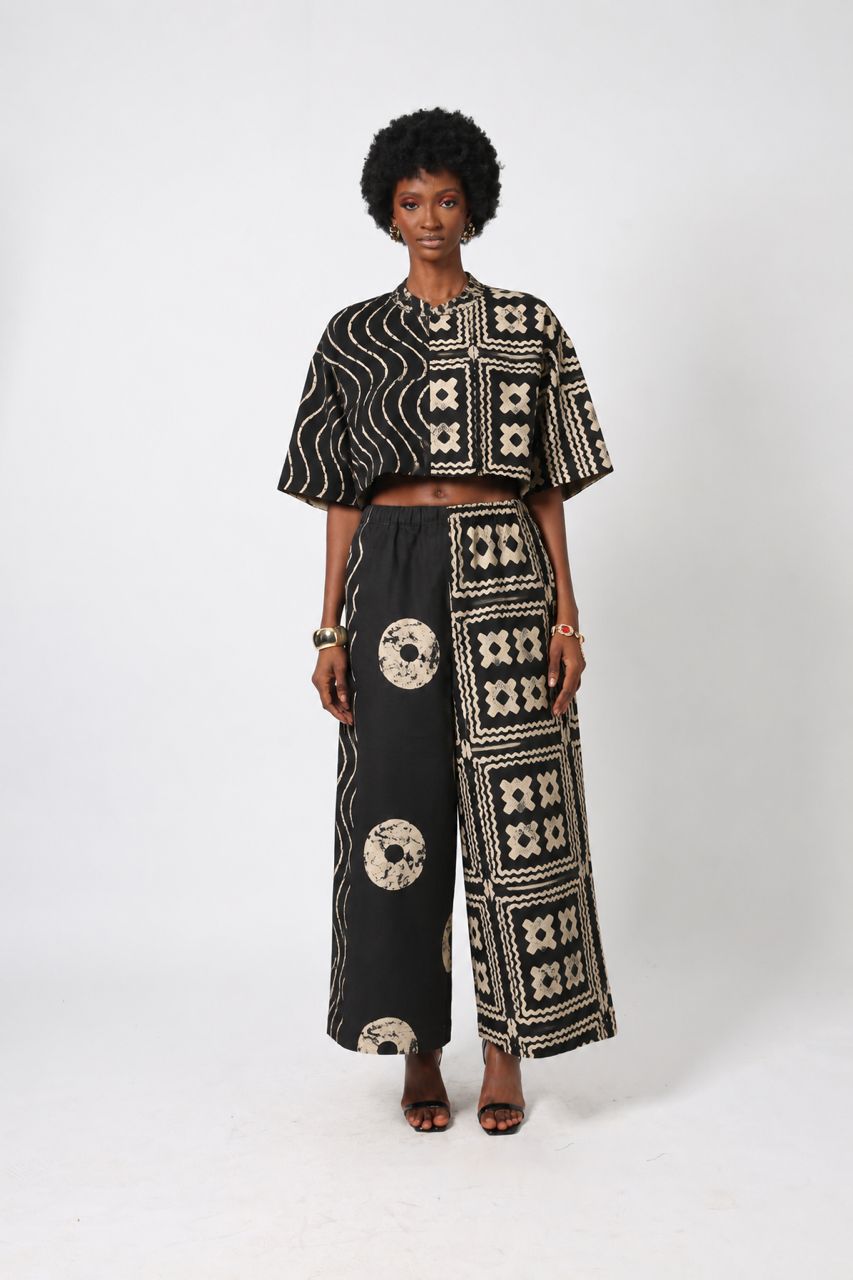black and white multiprint culottes