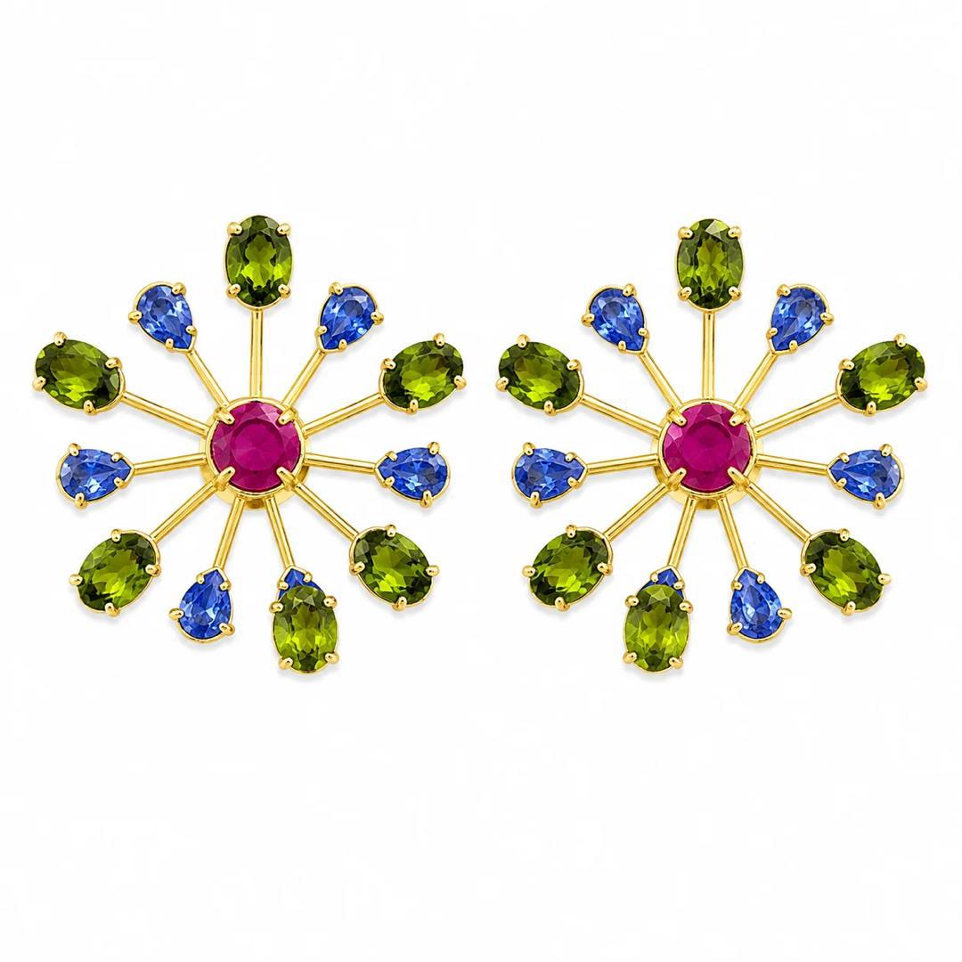 Green/Blue Crystal Sparkler Earrings