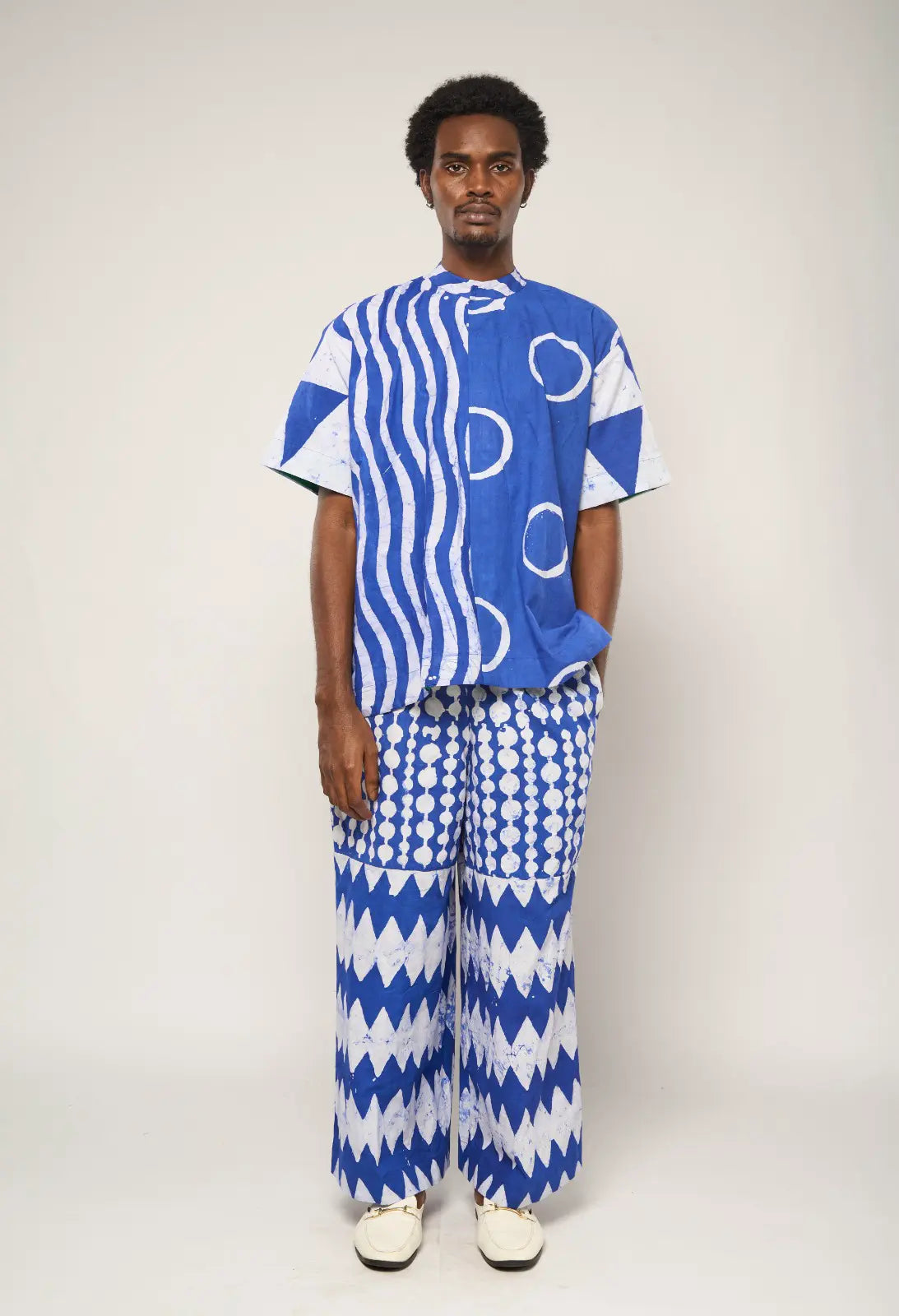 blue and white multiprint shirt