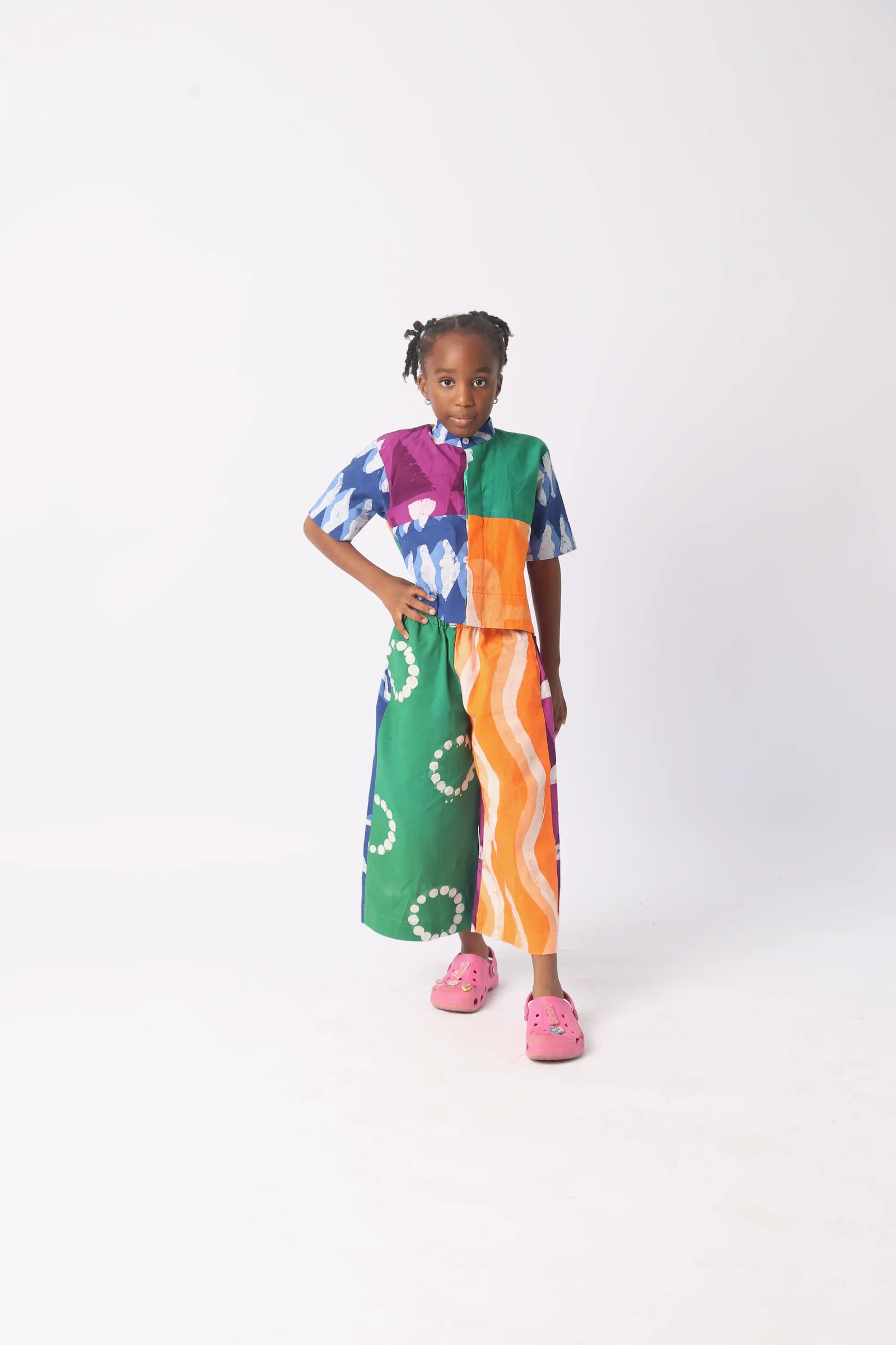 bright multicolour crop shirt