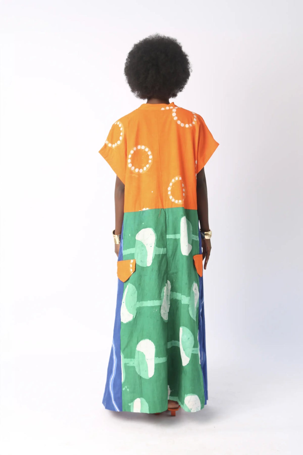 bright multicolour sleeveless shirt dress