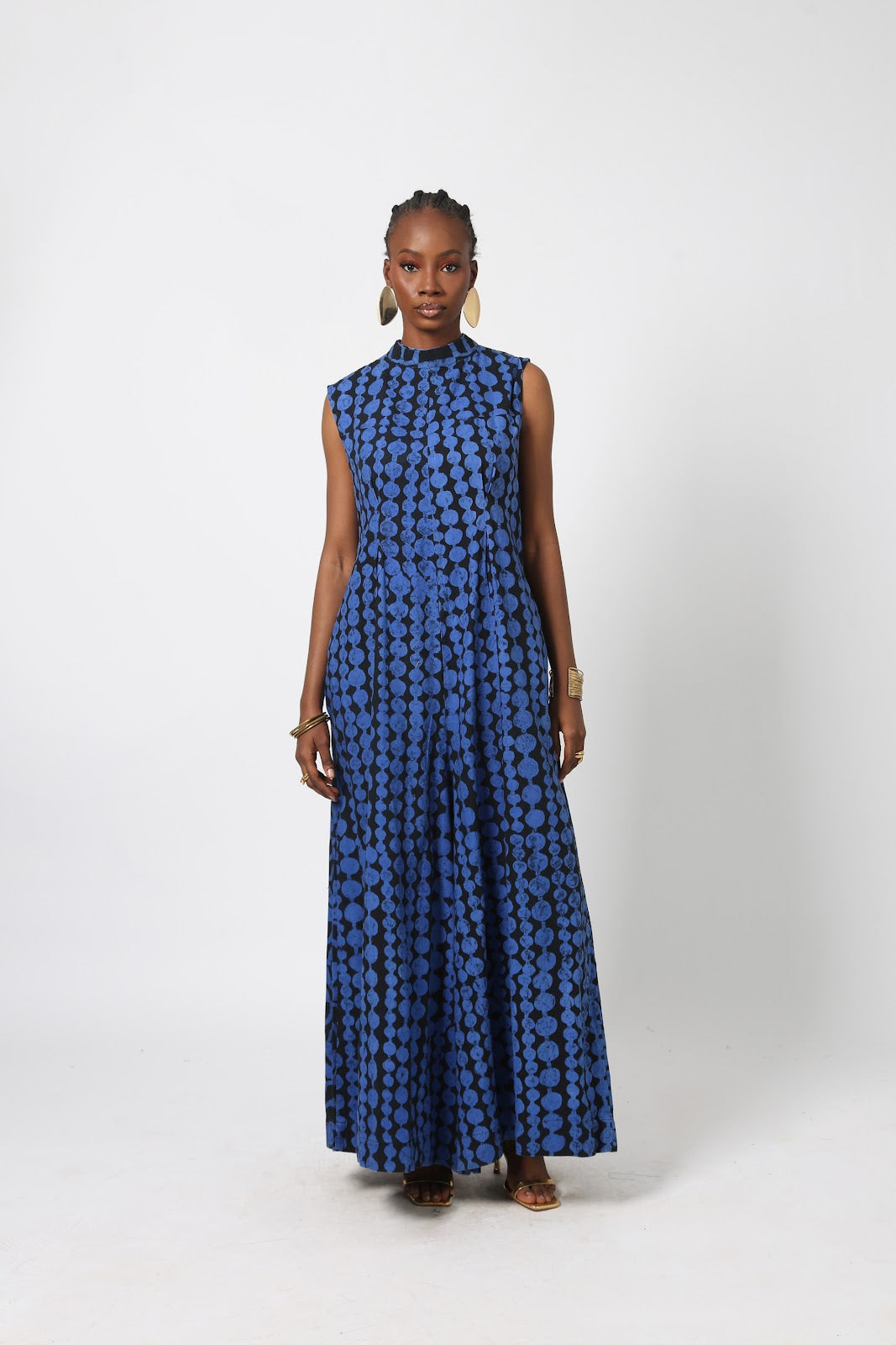 blue and black multiprint jumpsuit