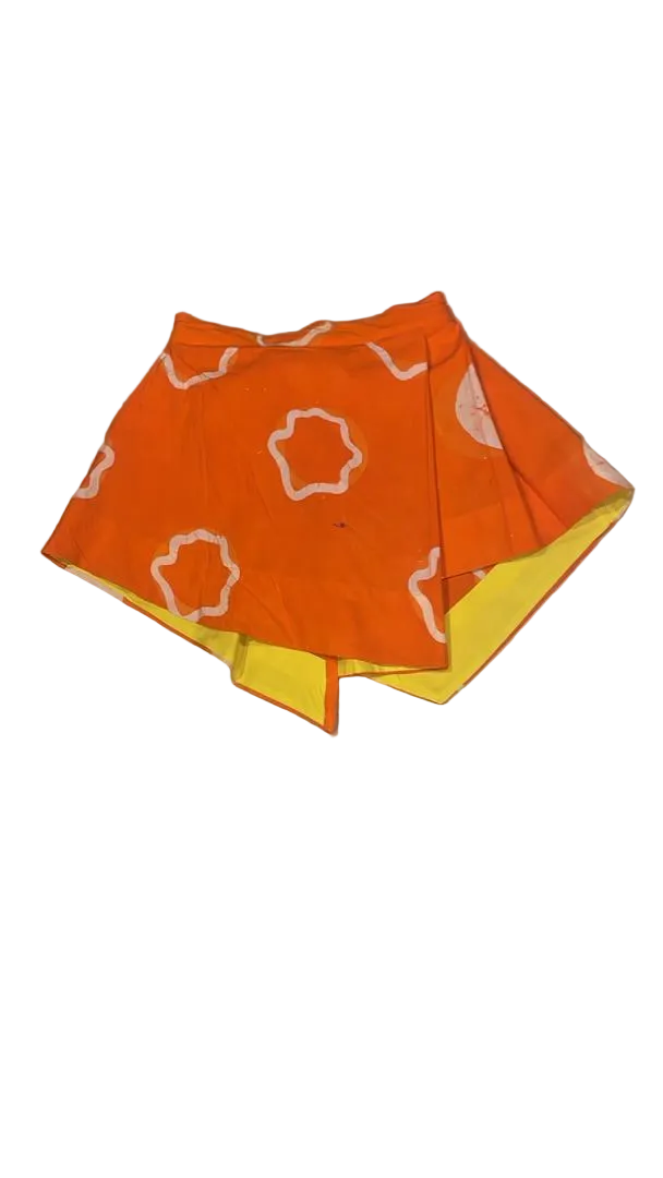 white and tangerine multiprint mini iro skirt