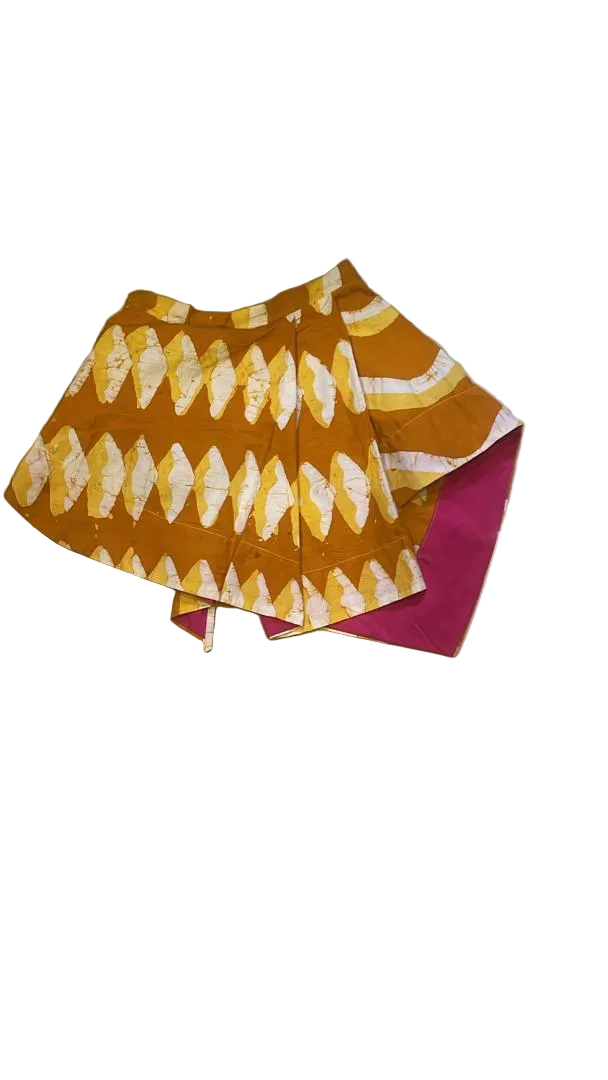 white and golden yellow multiprint mini iro skirt
