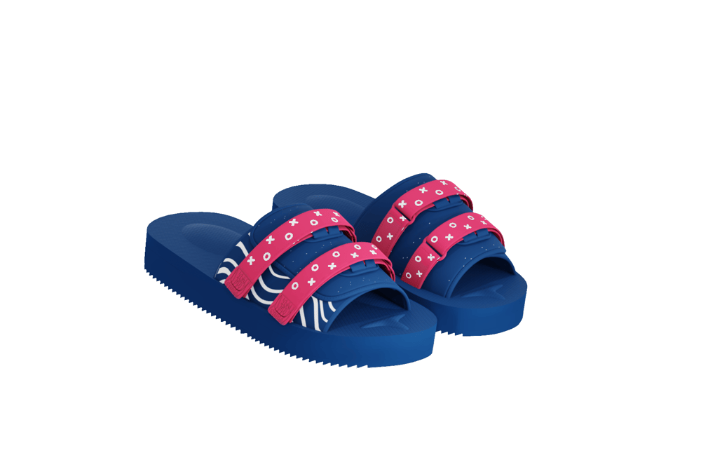 blue flamingo Flats NBDA X DYELAB Slides