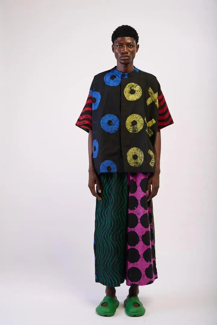 green and magenta dark multicolour culottes