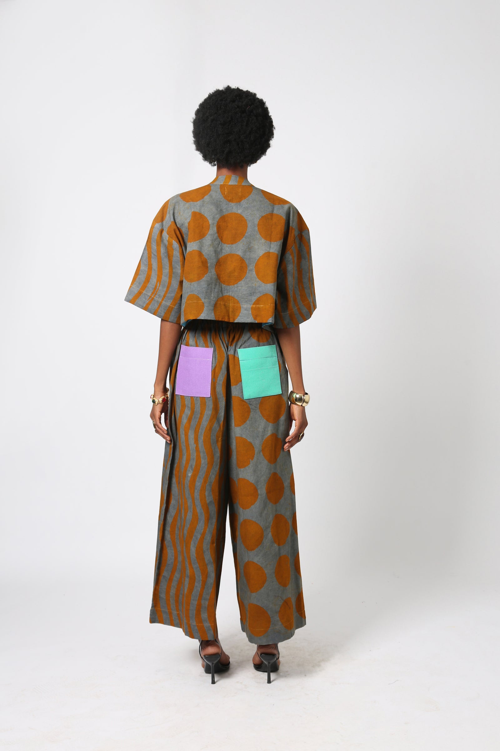 grey and yellow multiprint culottes