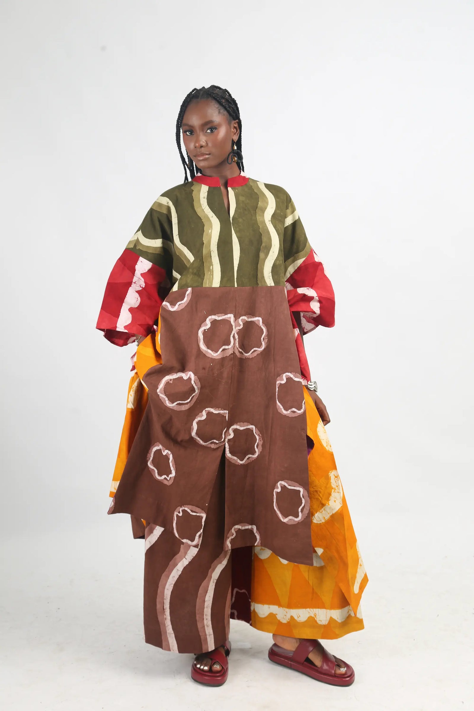khaki and golden yellow multicolour shirt dress
