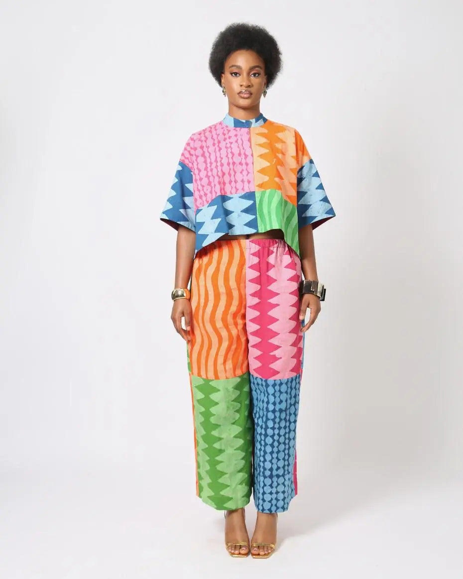 lemon and peach multicolour culottes